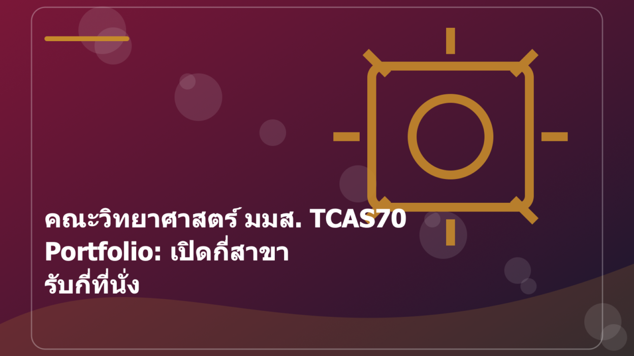 คณะวิทยาศาสตร์ มมส. TCAS70 Portfolio: เปิดกี่สาขา รับกี่ที่นั่ง