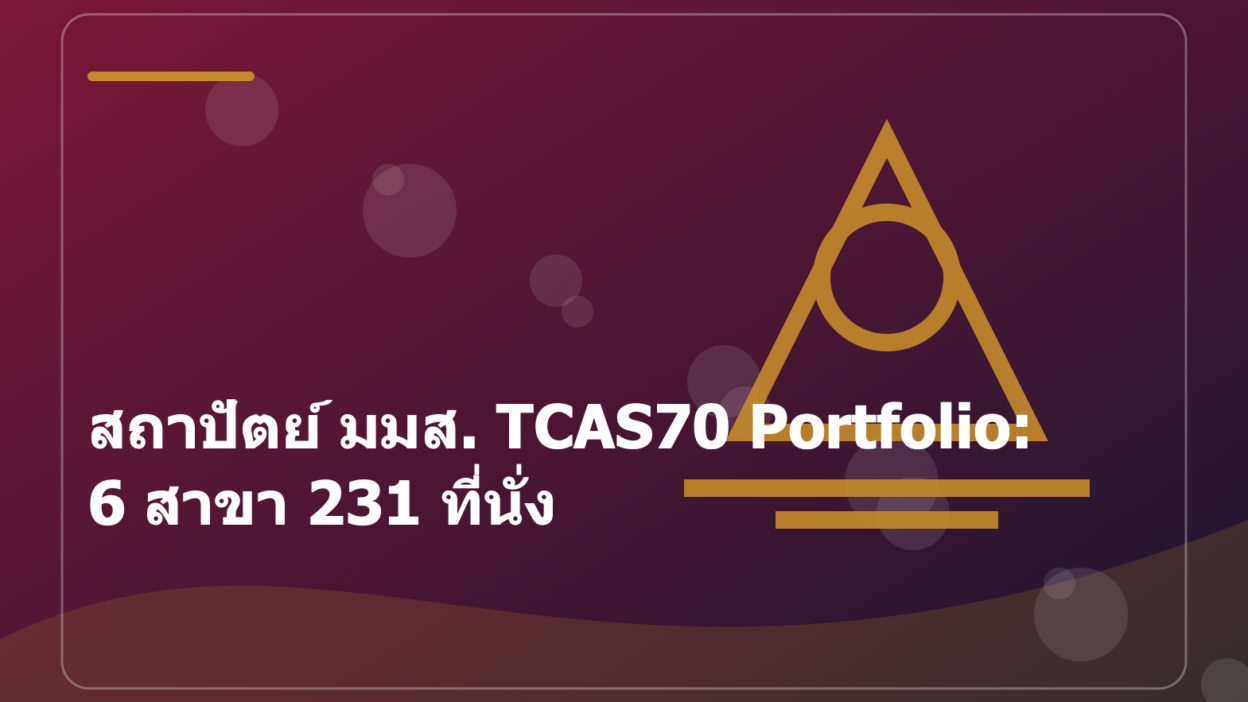 สถาปัตย์ มมส. TCAS70 Portfolio: 6 สาขา 231 ที่นั่ง